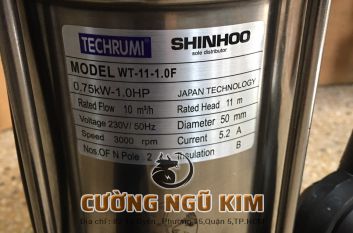 BƠM CHÌM NƯỚC THẢI SHINHOO 1HP WT-11-1.0F